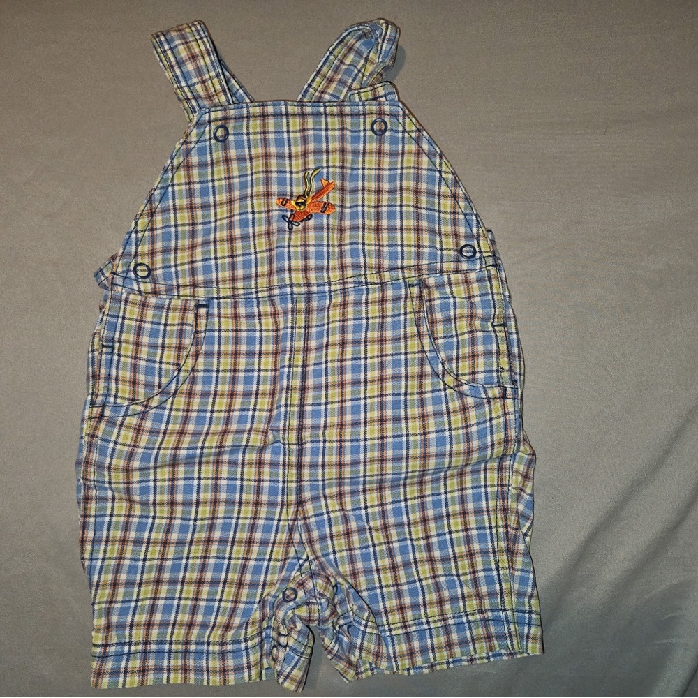 Gymboree Blue and Yellow Plaid Overalls